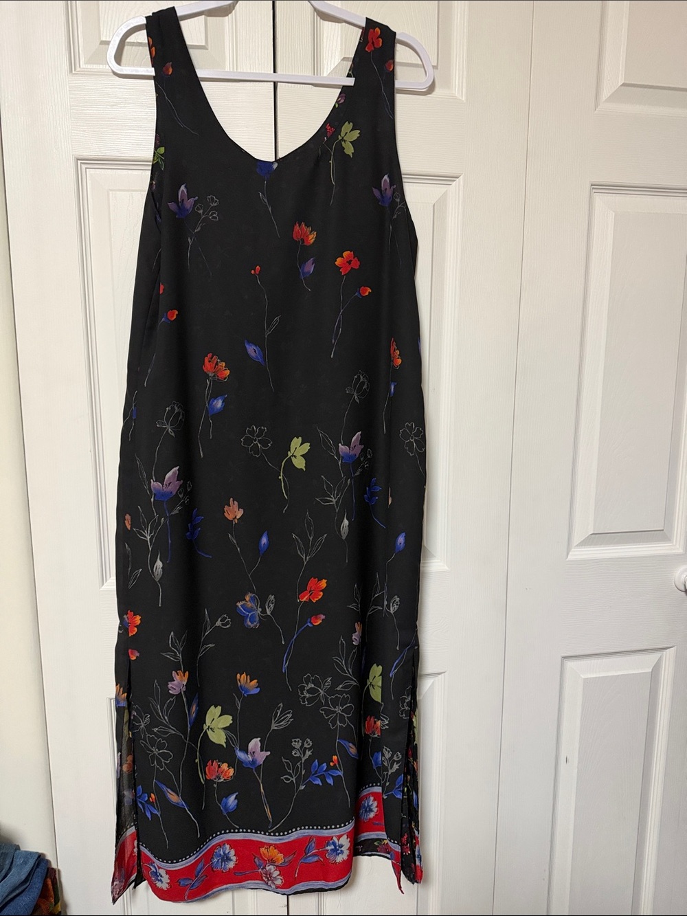Impressions Of California Vintage Midi Dress M Reversible Floral Side Slits. Fit